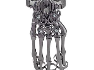Lux Accessories Black Hem Gothic Skull Tools Full Hand Skeleton Bracelet Rings