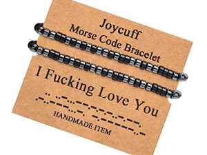 JoycuFF Morse Code Bracelets for Women Men Gifts for Her Him Mom Dad Daughter Sister Best Friend Funny Inspirational Bracelets for Women Girls Jewelry Adjustable Silk Beaded Wrap Bracelet