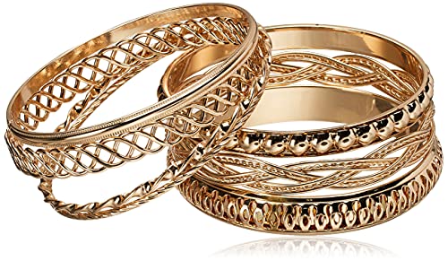 GUESS "Basic" Gold 7 Piece Mixed Bangle Bracelet GUESS "Basic" Gold 7 Piece Mixed Bangle Bracelet