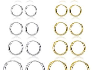 5-10 Pairs Silver Gold Hoop Earrings for Women