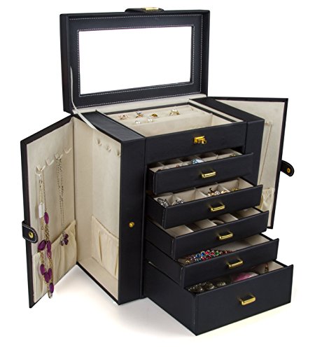 Kendal Huge Leather Jewelry Box / Case / Storage LJC-SHD5BK (black) Kendal Huge Leather Jewelry Box / Case / Storage LJC-SHD5BK (black)