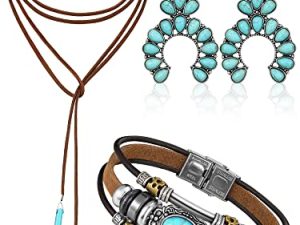 3 Pieces Western Jewelry for Women Bohemian Turquoise Set