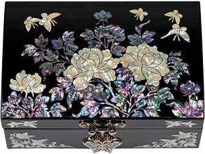 February Mountain Mother of Pearl Small Jewelry Box with mirror lid