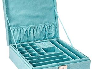KLOUD City Two-Layer Jewelry Box Organizer Display Storage case with Lock (Blue)