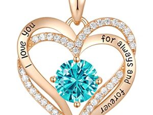 CDE Forever Love Heart Pendant Necklaces for Women 925 Sterling Silver with Birthstone Zirconia