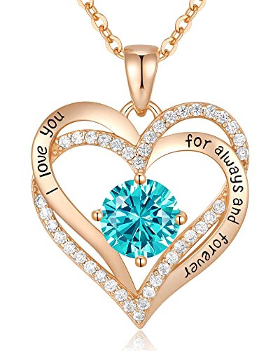 CDE Forever Love Heart Pendant Necklaces for Women 925 Sterling Silver with Birthstone Zirconia CDE Forever Love Heart Pendant Necklaces for Women 925 Sterling Silver with Birthstone Zirconia