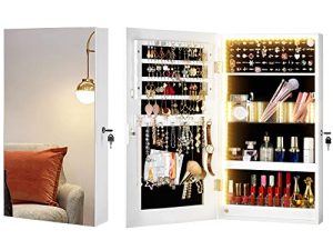 Ylued 3-Colors LED Jewelry Cabinet Organizer with Frameless Mirror