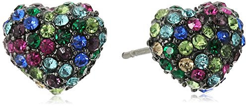 Betsey Johnson Pave Mixed Multi-Colored Stone Heart Stud Earrings Betsey Johnson Pave Mixed Multi-Colored Stone Heart Stud Earrings