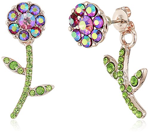 Betsey Johnson Flower Front Back Earrings-Jackets Betsey Johnson Flower Front Back Earrings-Jackets