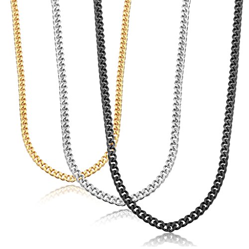 Jstyle Stainless Steel Link Curb Chain Necklace for Men Women 3 Pcs 3.5mm Jstyle Stainless Steel Link Curb Chain Necklace for Men Women 3 Pcs 3.5mm