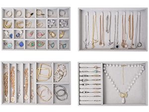 ProCase Set of 4 Stackable Jewelry Organizer Trays for Drawers