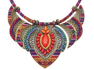 YAZILIND Ethnic Style Chunky Colorful Collar Festival Tribal Beaded Bib Choker Costume Necklace