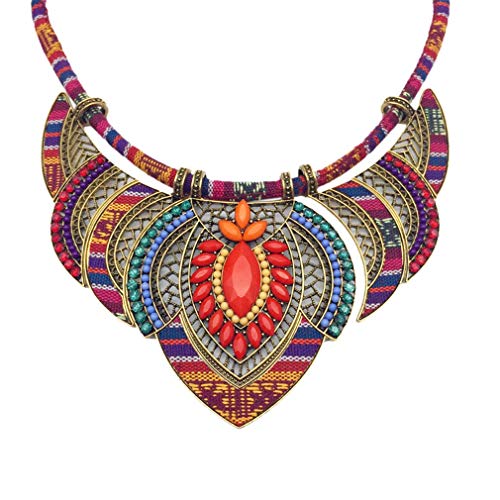 YAZILIND Ethnic Style Chunky Colorful Collar Festival Tribal Beaded Bib Choker Costume Necklace YAZILIND Ethnic Style Chunky Colorful Collar Festival Tribal Beaded Bib Choker Costume Necklace