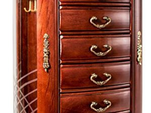 Hives and Honey Patricia Etched Glass Mahogany Jewelry Chest Jewelry Box