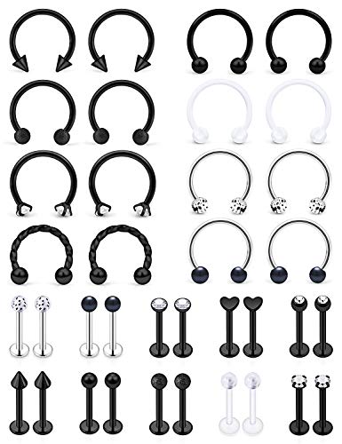 SCERRING 16g Lip Rings Stainless Steel Horseshoe Labret Monroe Lip Rings Nail Tragus Helix Earrings Studs Ring Medusa Piercing Jewelry 8mm 36PCS SCERRING 16g Lip Rings Stainless Steel Horseshoe Labret Monroe Lip Rings Nail Tragus Helix Earrings Studs Ring Medusa Piercing Jewelry 8mm 36PCS