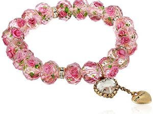 Betsey Johnson Tzarina Pink Beads Stretch Bracelet
