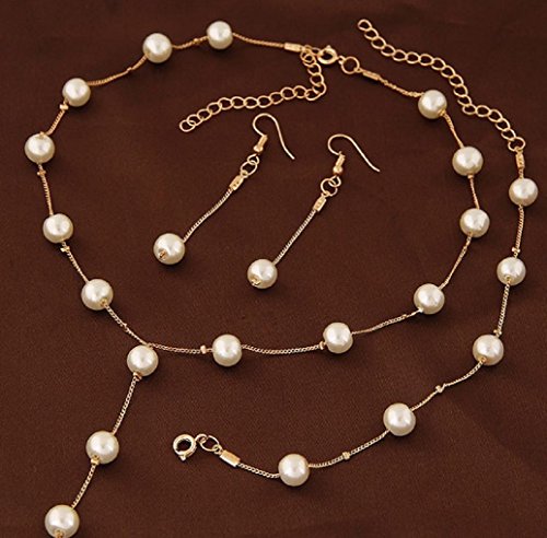 Faux Pearl Necklace Earring Bracelet Jewelry Set Faux Pearl Necklace Earring Bracelet Jewelry Set