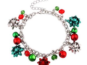 ALEXY Christmas Bracelets for Women X-Mas Bow Charm Bracelets Jingle Bell Link Bracelets for Girls Kids