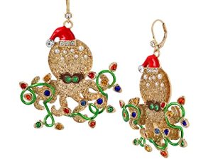 Betsey Johnson Christmas Octopus Drop Earrings