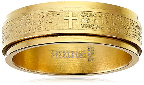 Amazon Collection Steeltime Men's 18k Gold Plated Our Father Prayer Spinner Band Ring Amazon Collection Steeltime Men's 18k Gold Plated Our Father Prayer Spinner Band Ring