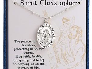 Saint Christopher/Michael/Jude/Joseph/Anthony Necklace for Women Girls Catholic Medal Pendant Jewelry 18+2 Inches