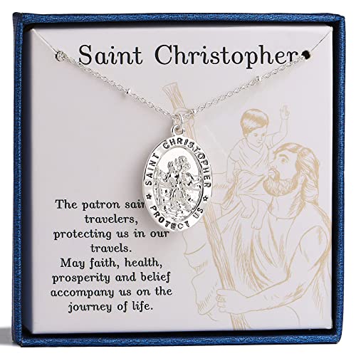 Saint Christopher/Michael/Jude/Joseph/Anthony Necklace for Women Girls Catholic Medal Pendant Jewelry 18+2 Inches Saint Christopher/Michael/Jude/Joseph/Anthony Necklace for Women Girls Catholic Medal Pendant Jewelry 18+2 Inches