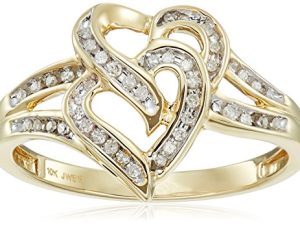 Amazon Collection 10k Yellow Gold Diamond Heart Ring (1/10cttw