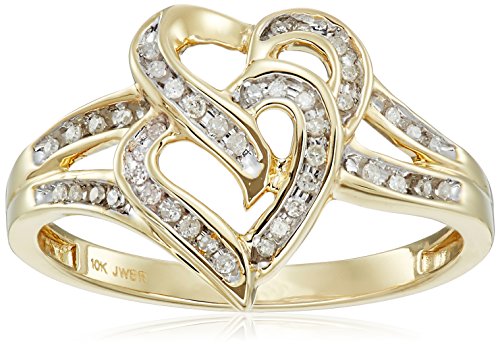 Amazon Collection 10k Yellow Gold Diamond Heart Ring (1/10cttw Amazon Collection 10k Yellow Gold Diamond Heart Ring (1/10cttw