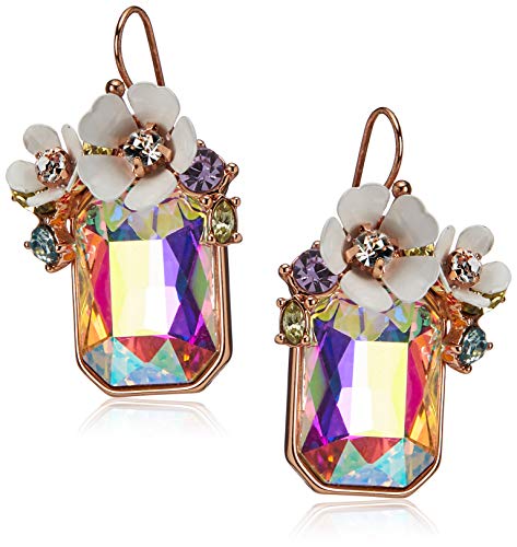 Betsey Johnson Flower Rectangle Stone Drop Earrings Betsey Johnson Flower Rectangle Stone Drop Earrings