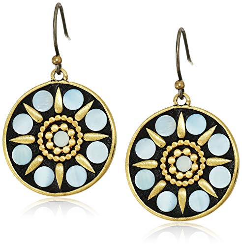 Lucky Brand Colorful and plaGold-Tone Hammered Mother-of-Pearl Circle Drop Earrings Lucky Brand Colorful and plaGold-Tone Hammered Mother-of-Pearl Circle Drop Earrings
