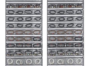 ANZORG 80 Zippered Pockets Hanging Jewelry Organizer for Holding Jewelries Dual-Sided Accessory Display Holder for Earrings Bracelets Rings (80 Zippered Pockets-Grey)