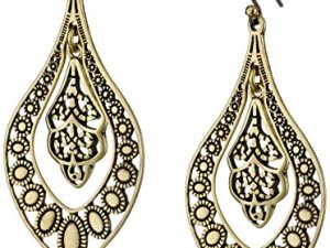 Lucky Brand Gold Filigree Oblong Earrings