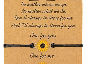 DESIMTION Sunflower Pinky Promise Bracelets Best Friend Long Distance Friendship Gifts for Women Teen Girls