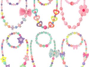 PinkSheep Beaded Necklace and Beads Bracelet for Kids
