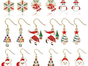 9-20 Pairs Christmas Drop Earrings Set Thanksgiving Xmas Holiday Dangle Earrings Jewelry Set for Womens Girls