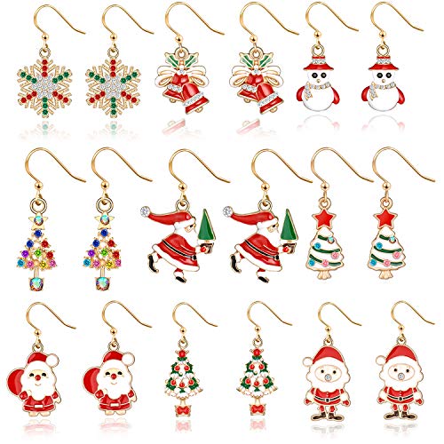 9-20 Pairs Christmas Drop Earrings Set Thanksgiving Xmas Holiday Dangle Earrings Jewelry Set for Womens Girls 9-20 Pairs Christmas Drop Earrings Set Thanksgiving Xmas Holiday Dangle Earrings Jewelry Set for Womens Girls