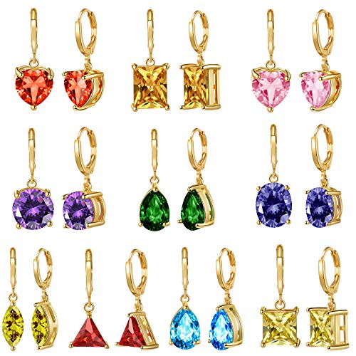4-10 Pairs Silver Small Hoop Earrings with CZ/Opal Charm for Girls-Flawless Opal/Cubic Zirconia LeverBack Drop Earrings for women 4-10 Pairs Silver Small Hoop Earrings with CZ/Opal Charm for Girls-Flawless Opal/Cubic Zirconia LeverBack Drop Earrings for women