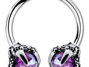 OUFER 316L Surgical Steel Circular Earrings Two White Opals Surrounded by Dragon Claws Cartilage Earing Ear Body Piercing Jewelry Helix Earrings Piercing…