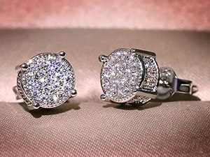 2022 New Women Synthetic Diamond Ear Studs Jewelry Wedding Gift for Girls Women