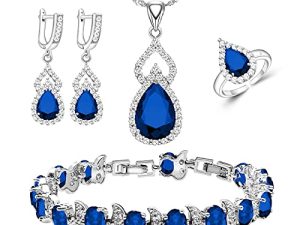 LMXXVJ Women Jewelry Set Platinum Plated Necklace Open Ring Earrings Bracelet Set
