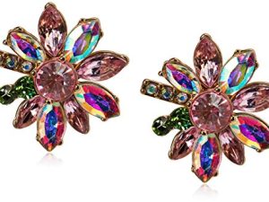 Betsey Johnson Mixed Stone Flower Stud Earrings