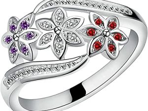 Exquisite Jewelry Ring Love Rings Women's Cute Flowers 925 Sterling Silver Ring Charm Zircon Inlaid Party Jewelry Wedding Band Best Gifts for Love with Valentine's Day