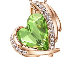 CDE Love Heart Pendant Necklaces for Women Silver Tone Rose Gold Tone Crystals Birthstone Christmas Jewelry Gifts for Women Birthday/Anniversary Day/Valentine’s Day