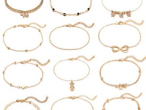 Starain 12pcs Women's Charm Anklet Set Gold Multilayer Adjustable Ankle Bracelets Boho Beach Foot Anklet for Women Girls