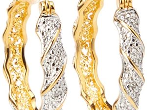 Amazon Collection Plated Bronze Diamond Accent Twisted Hoop Earrings