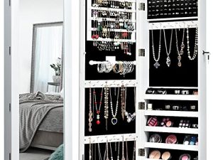 Giantex Wall/Door Mounted Jewelry Armoire Organizer with 2 LED Lights
