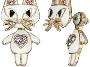 Betsey Johnson Cat Front Back Earrings