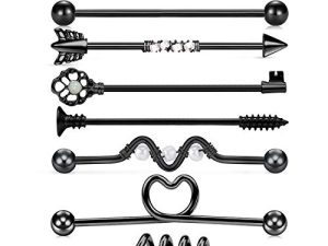 Mayhoop 14G Stainless Steel Industrial Barbell Earring Cartilage Body Piercing Jewelry 38mm 1&1/2 Inch Industrial Piercing Bar