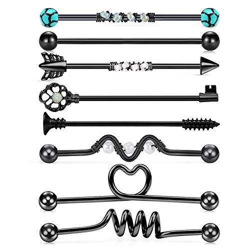 Mayhoop 14G Stainless Steel Industrial Barbell Earring Cartilage Body Piercing Jewelry 38mm 1&1/2 Inch Industrial Piercing Bar Mayhoop 14G Stainless Steel Industrial Barbell Earring Cartilage Body Piercing Jewelry 38mm 1&1/2 Inch Industrial Piercing Bar