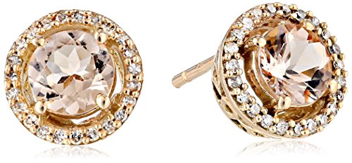 Amazon Collection 10K Rose Gold Morganite Round with Diamond Halo Stud Earrings (1/10 cttw) Amazon Collection 10K Rose Gold Morganite Round with Diamond Halo Stud Earrings (1/10 cttw)